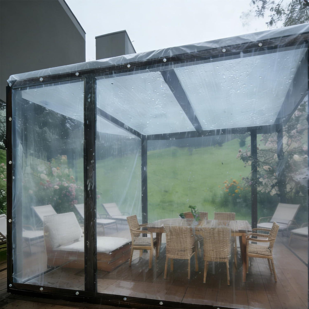 Transparente Abdeckplane mit Ösen, wasserdicht, 4x2m