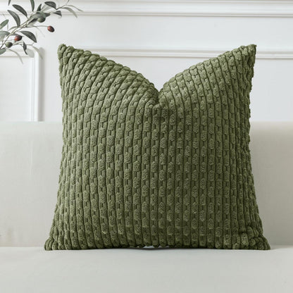 Kordsamt Kissenbezug 50x50 cm Olivgrün – Weicher Boho Deko Bezug