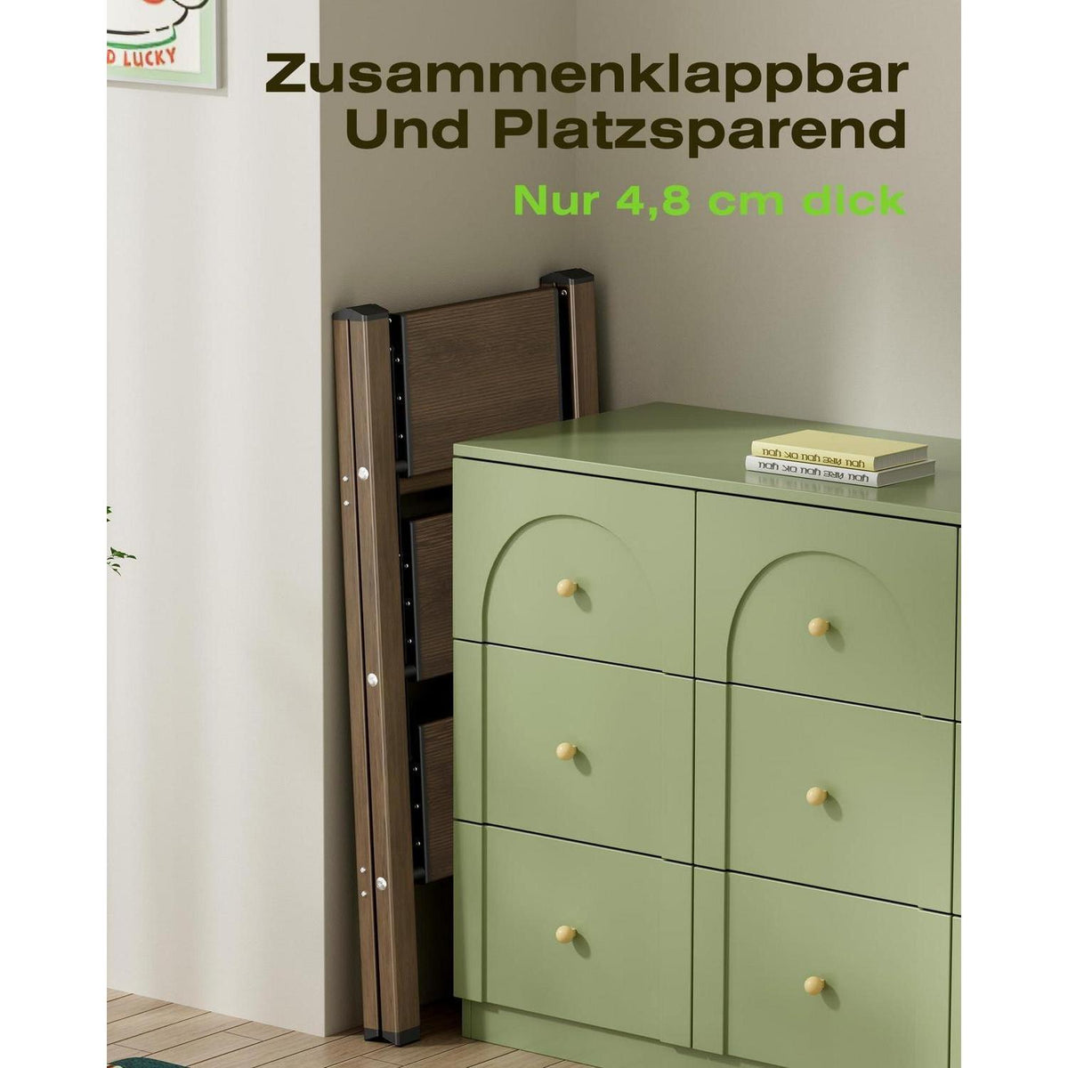 Trittleiter Aluminium Walnuss Optik 3 Stufen klappbar