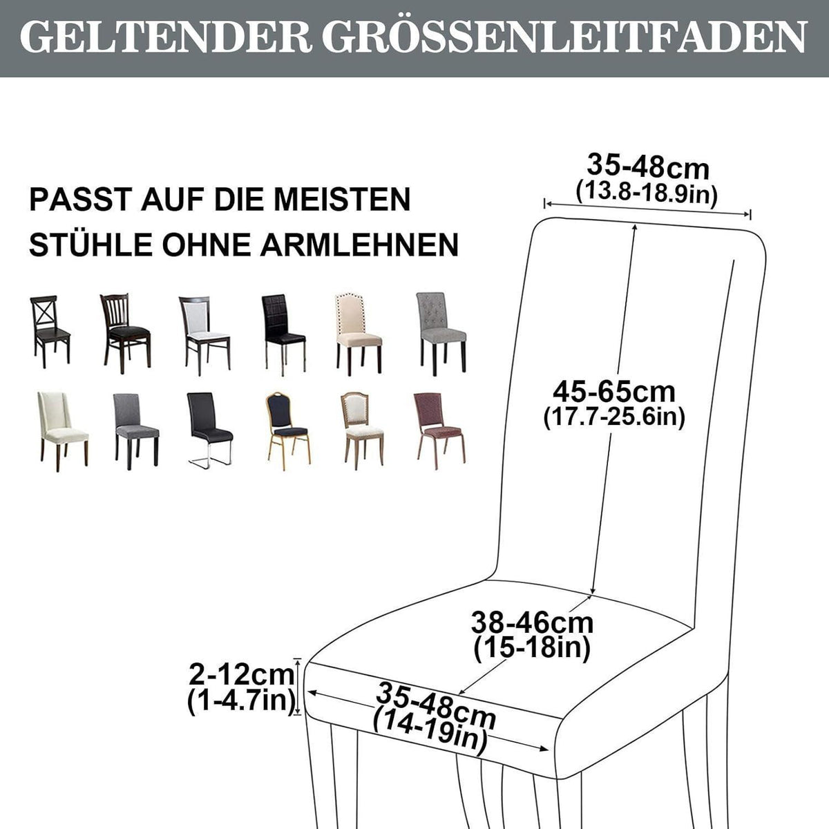 Samt Stuhlhussen 6er Set – Elastische Esszimmer Hussen Hellgrau
