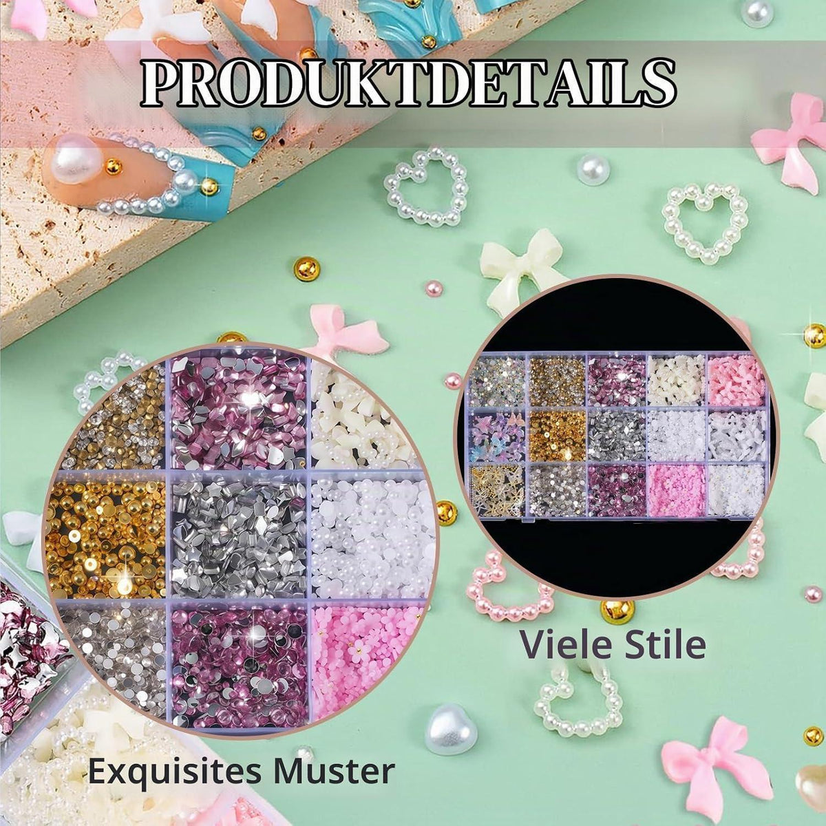 Nagelkunst Strasssteine & 3D Charms Set – DIY Bastelset