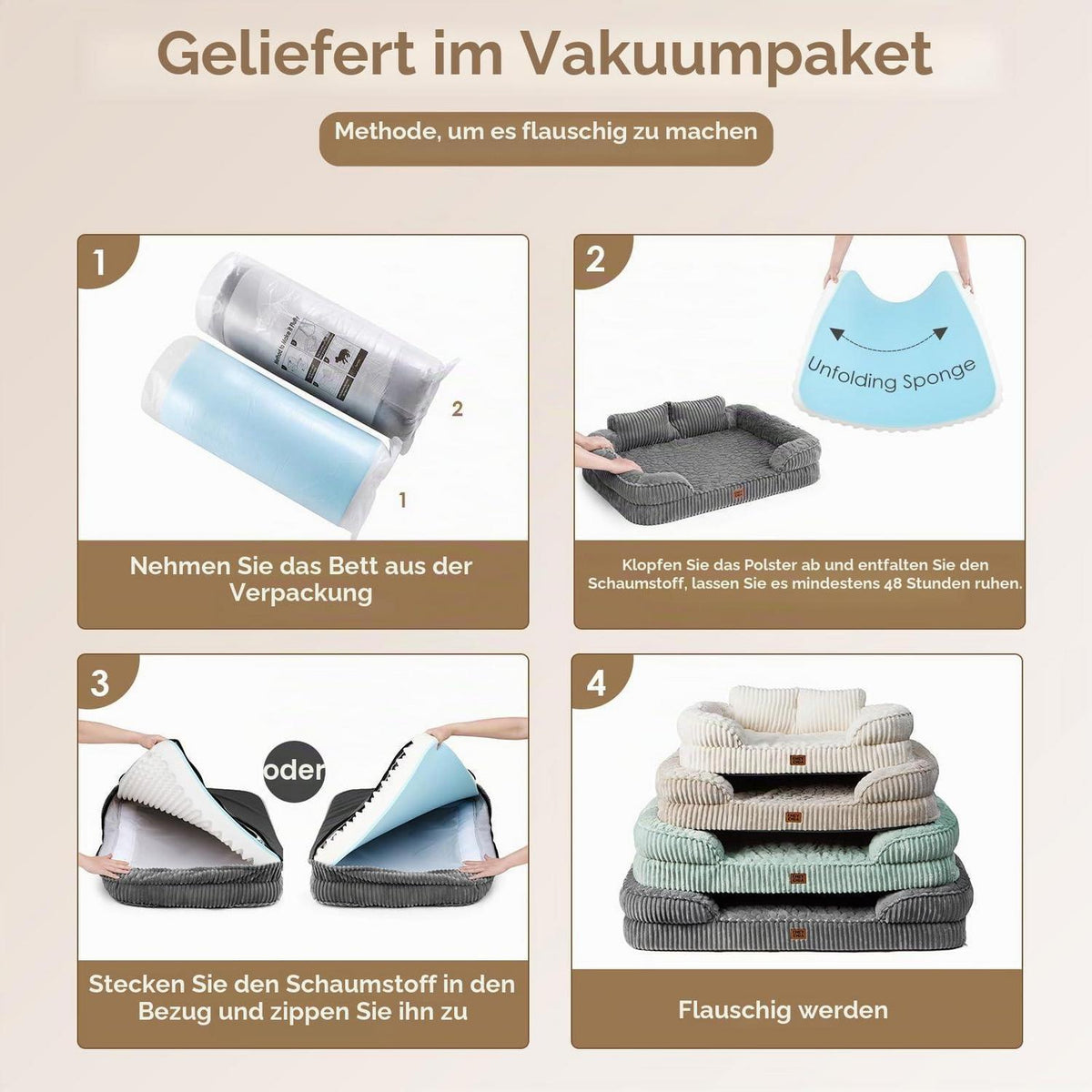 Orthopädisches Hundebett Groß, Grau – Bequemes Sofa für Hunde