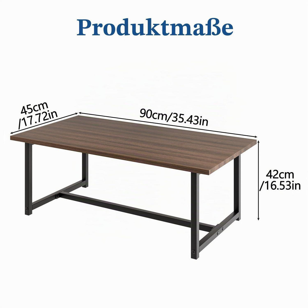 Moderner Rechteckiger Couchtisch | Metall Wohnzimmertisch mit Stauraum