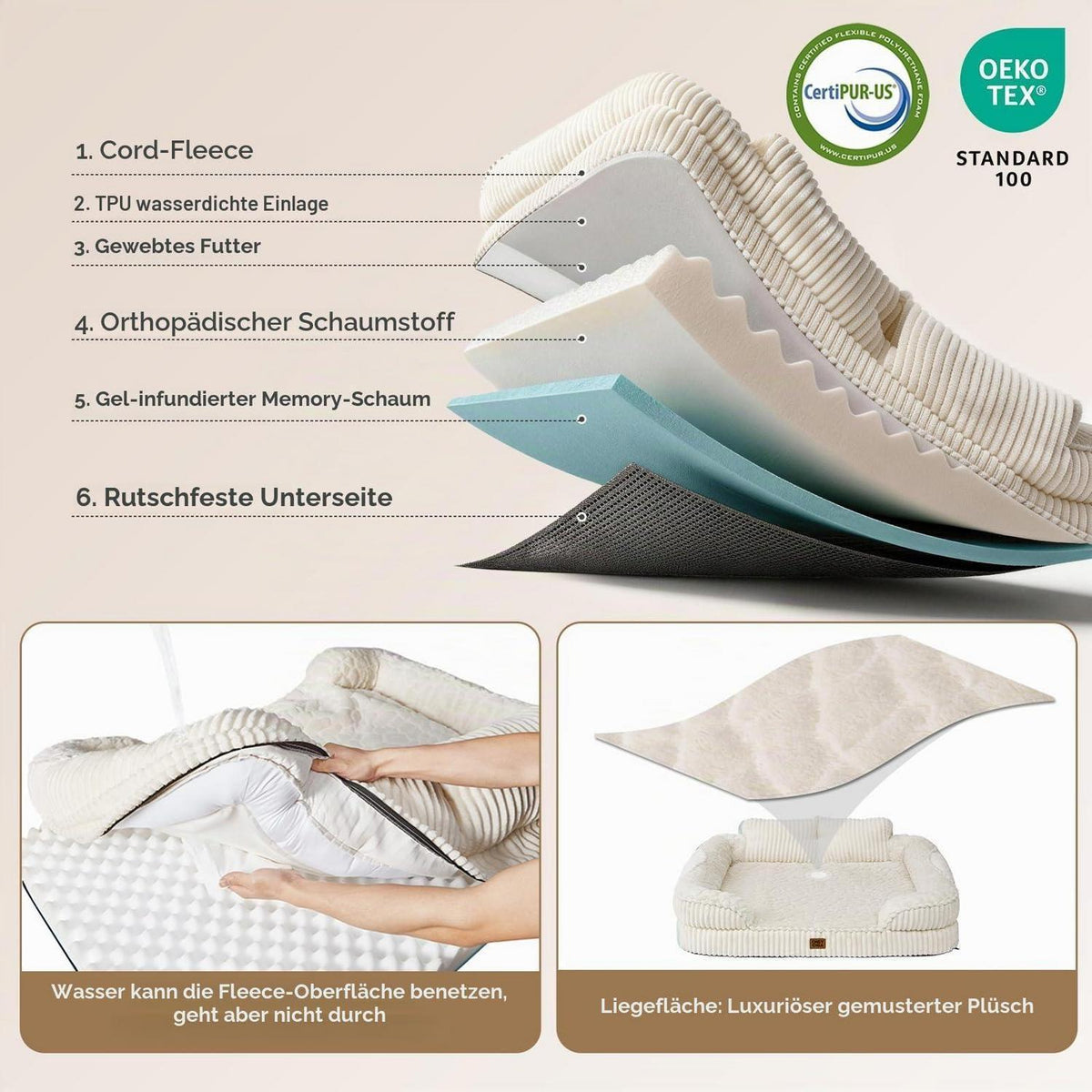 Orthopädisches Hundebett Mittelgroß – Bequemes Sofa für Hunde