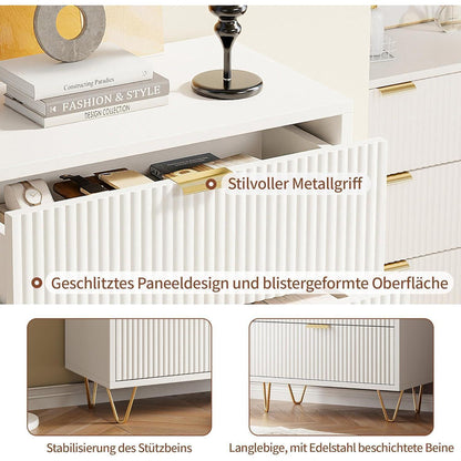 Kommode 4 Schubladen Weiß Elfenbein | Schlafzimmer Möbel mit Kippschutz