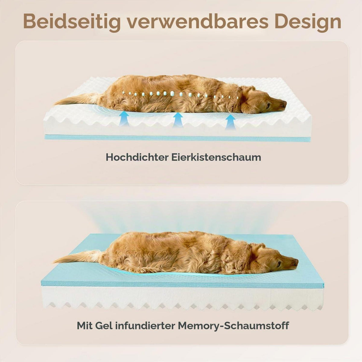 Orthopädisches Hundebett Mittelgroß, Beige – Bequemes Sofa für Hunde