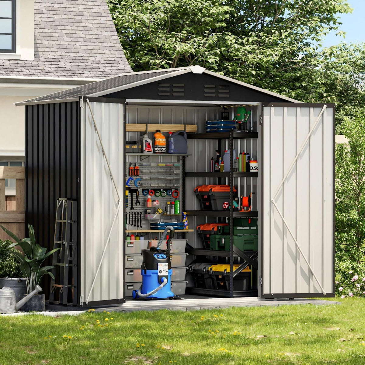 Metall Gartenhaus 3,7 m³ – 196x132x185 cm, Gerätehaus & Fahrradgarage