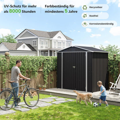 Metall Gartenhaus 3,7 m³ – 196x132x185 cm, Gerätehaus & Fahrradgarage