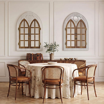 Bogenfenster Spiegel mit Holzrahmen – Vintage Wanddeko