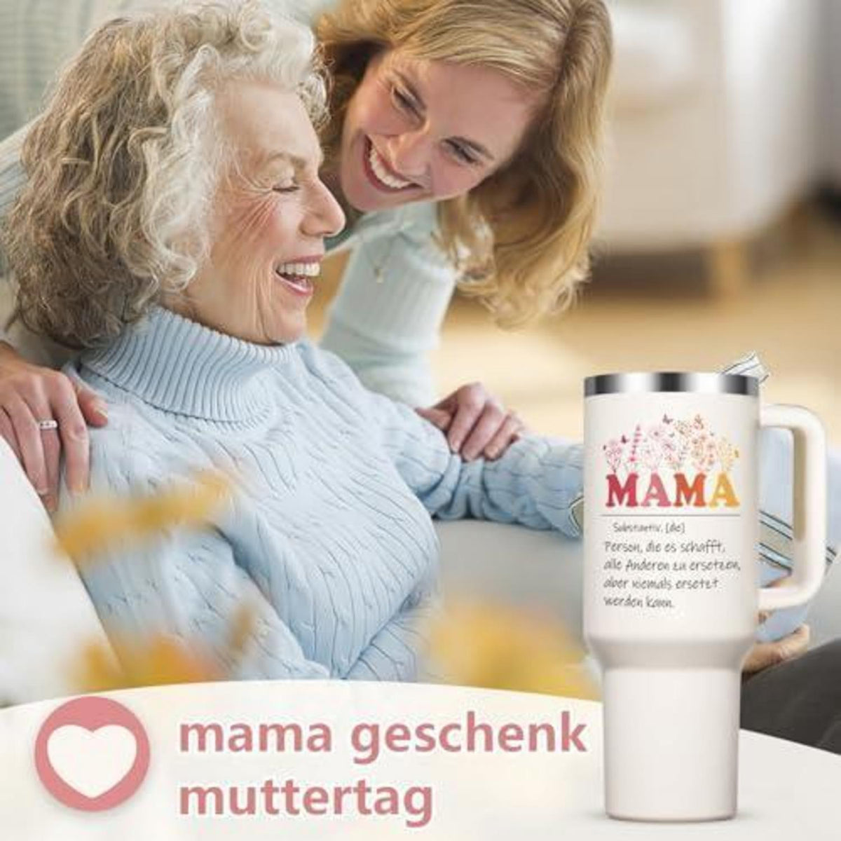 Edelstahl Thermobecher Mama Geschenk Muttertag 1182ml