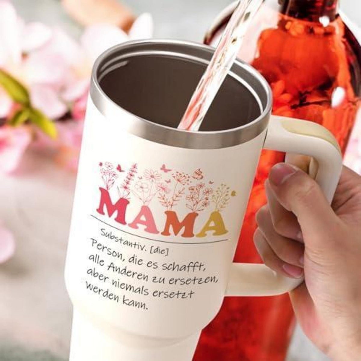 Edelstahl Thermobecher Mama Geschenk Muttertag 1182ml