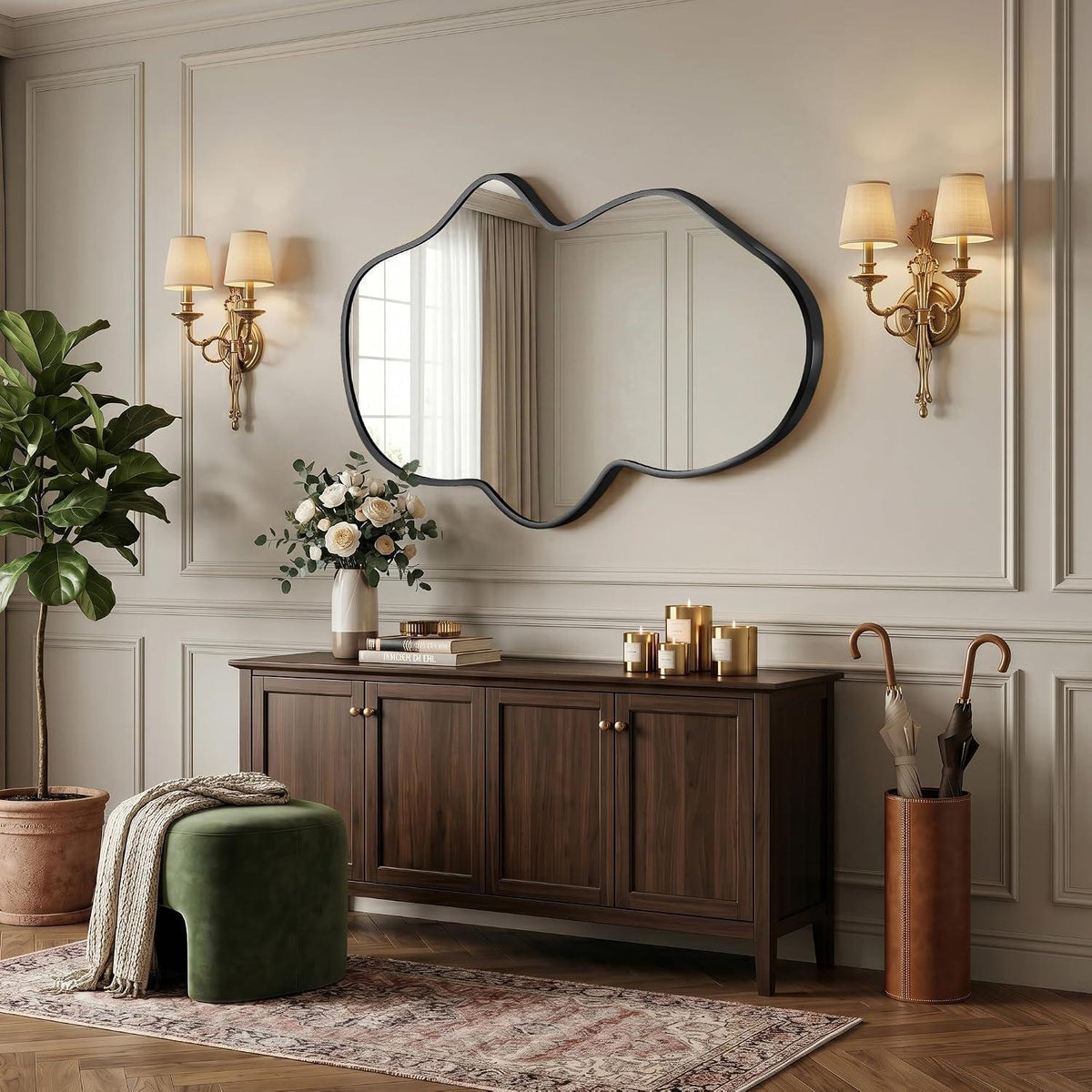 Wavy Wandspiegel Schwarz – Asymmetrisch & Modern