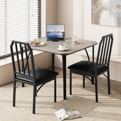 Esszimmer-Set Grau 3-teilig: Esstisch & 2 gepolsterte Stühle