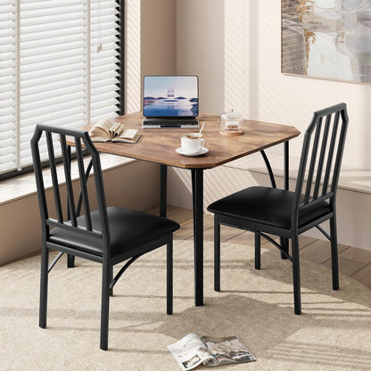 Esszimmer-Set 3-teilig: Esstisch & 2 gepolsterte Stühle Vintage Braun