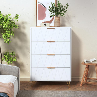 Weiße Kommode mit 4 Schubladen – Schlafzimmer & Wohnzimmer
