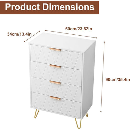Weiße Kommode mit 4 Schubladen – Schlafzimmer & Wohnzimmer
