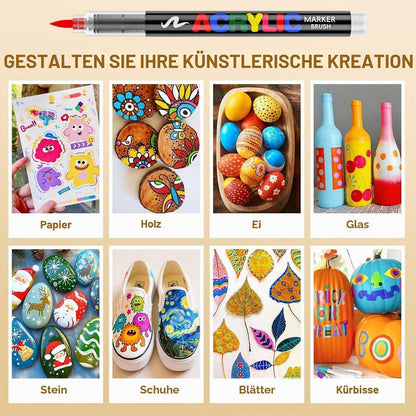 Acrylstifte Set 366 Farben – Pinselspitze für Steine, Holz & mehr
