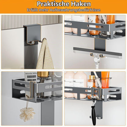 Duschablage Grau Zum Hängen Ohne Bohren – Duschkorb für Glastür