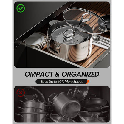 Edelstahl Topfset 6-teilig mit Glasdeckel – Induktion & Herdgeeignet