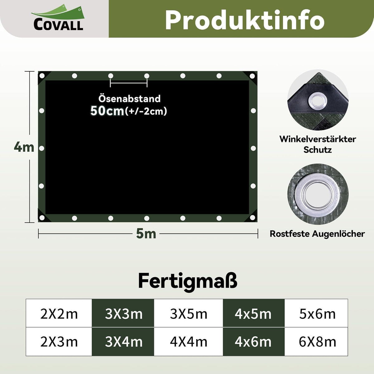 Schwerlast-Abdeckplane 4x5m – Wasserdicht, UV-Beständig & Reißfest