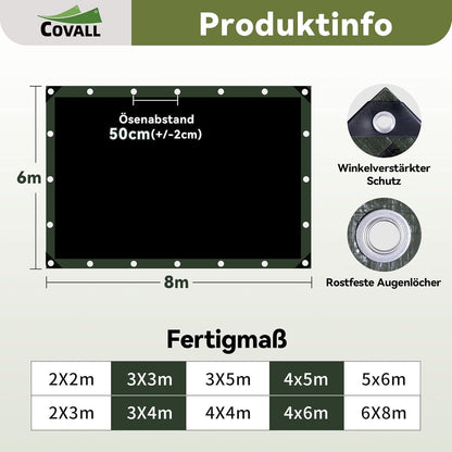 Schwerlast-Abdeckplane 6x8m – Wasserdicht, UV-Beständig & Reißfest