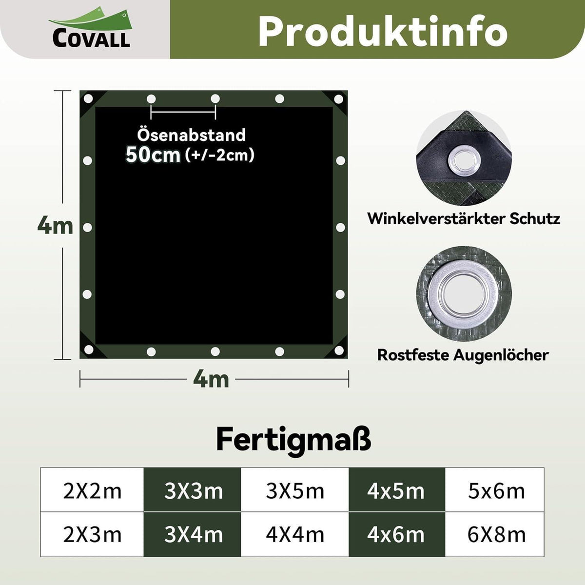 Schwerlast-Abdeckplane 4x4m – Wasserdicht, UV-Beständig & Reißfest