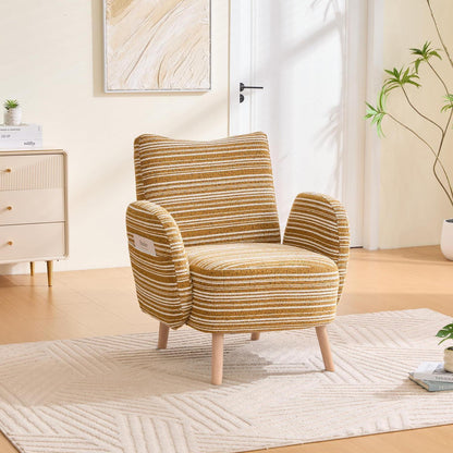 Ohrensessel Relaxsessel Gelb mit Massivholzbeinen