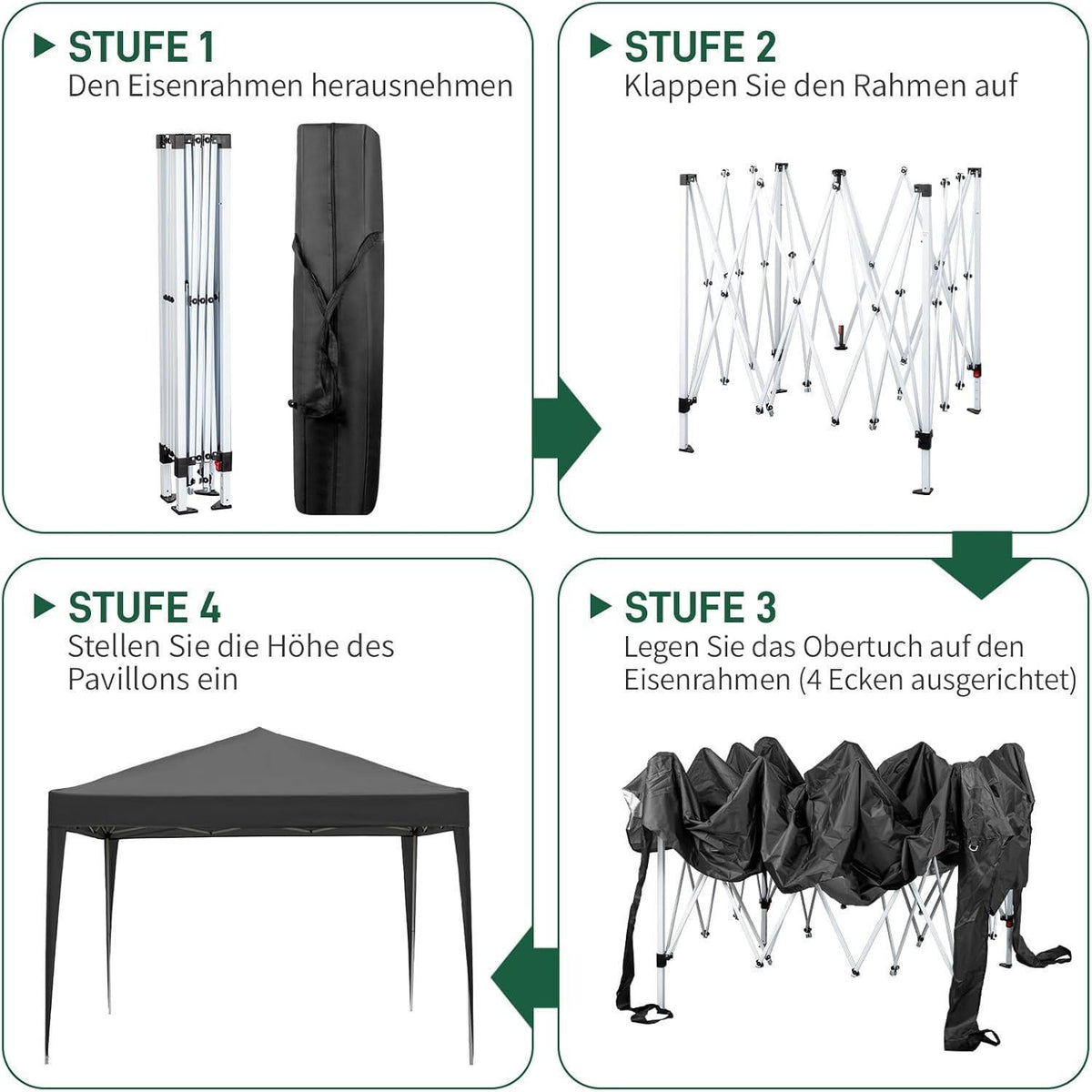3x3m Faltpavillon – Wasserdicht, Stabil & UV-Schutz für Garten & Camping