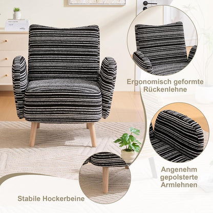 Ohrensessel Relaxsessel Schwarz – Bequemer Lesesessel mit Massivholzbeinen