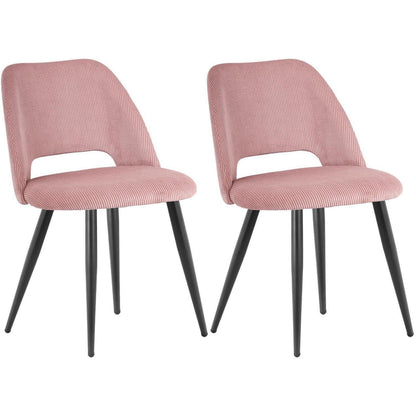 2er Set Esszimmerstühle Rosa Cordstoff, Ergonomisch & Robust