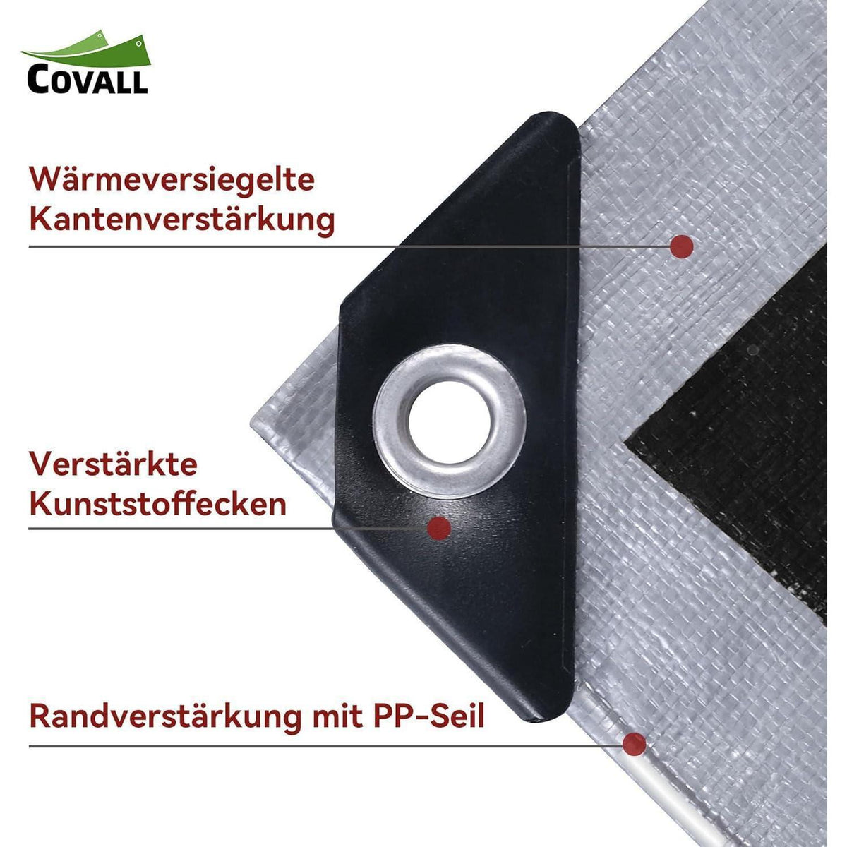 Wasserdichte Abdeckplane 5x6m – LKW Plane, Silber/Schwarz