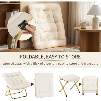 Relaxsessel mit Hocker, Klappbar & Komfortabel, Beige