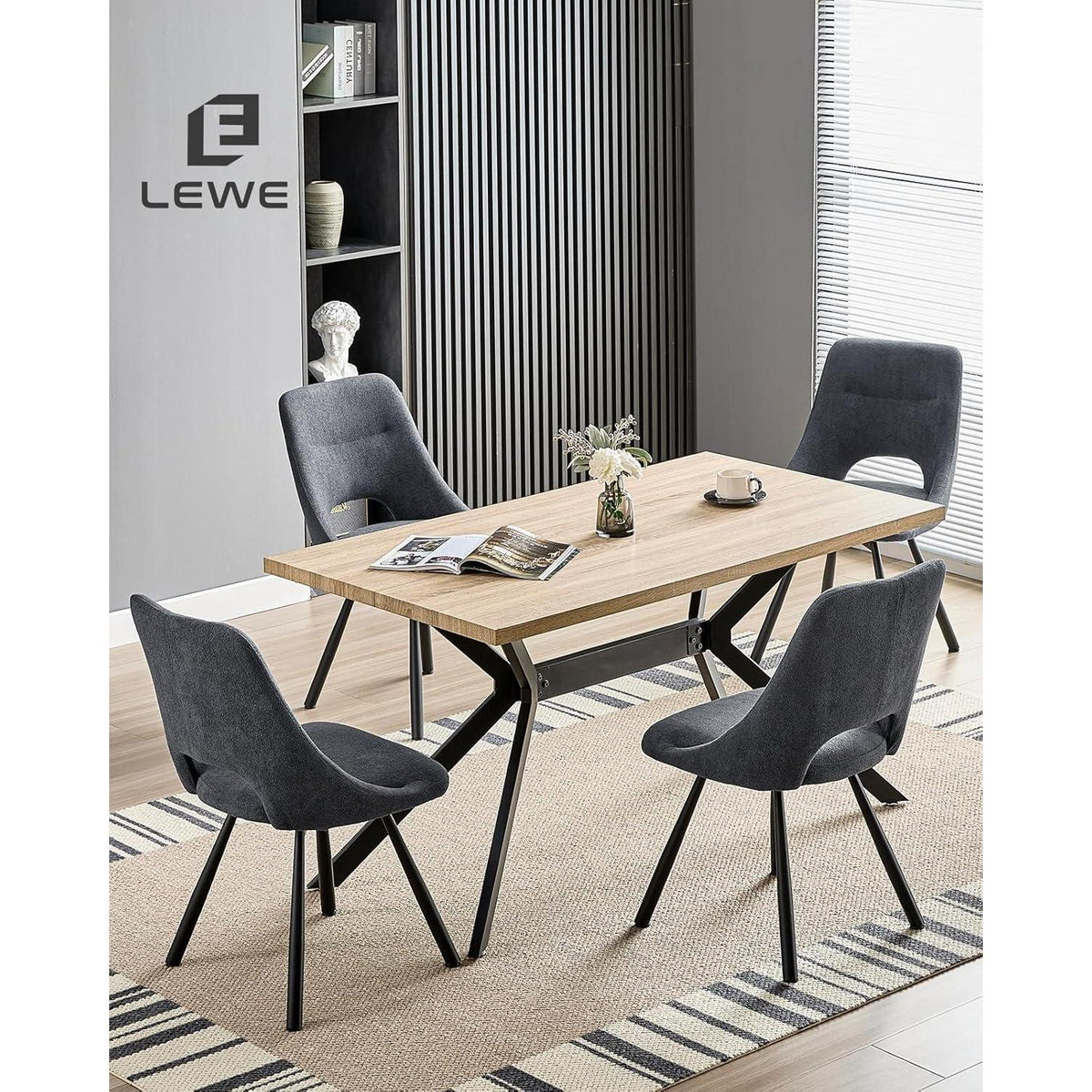 Drehbare Esszimmerstühle Set 6 – Dunkelgrau, Ergonomisch & Robust