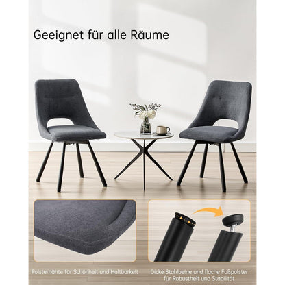 Drehbare Esszimmerstühle Set 6 – Dunkelgrau, Ergonomisch & Robust