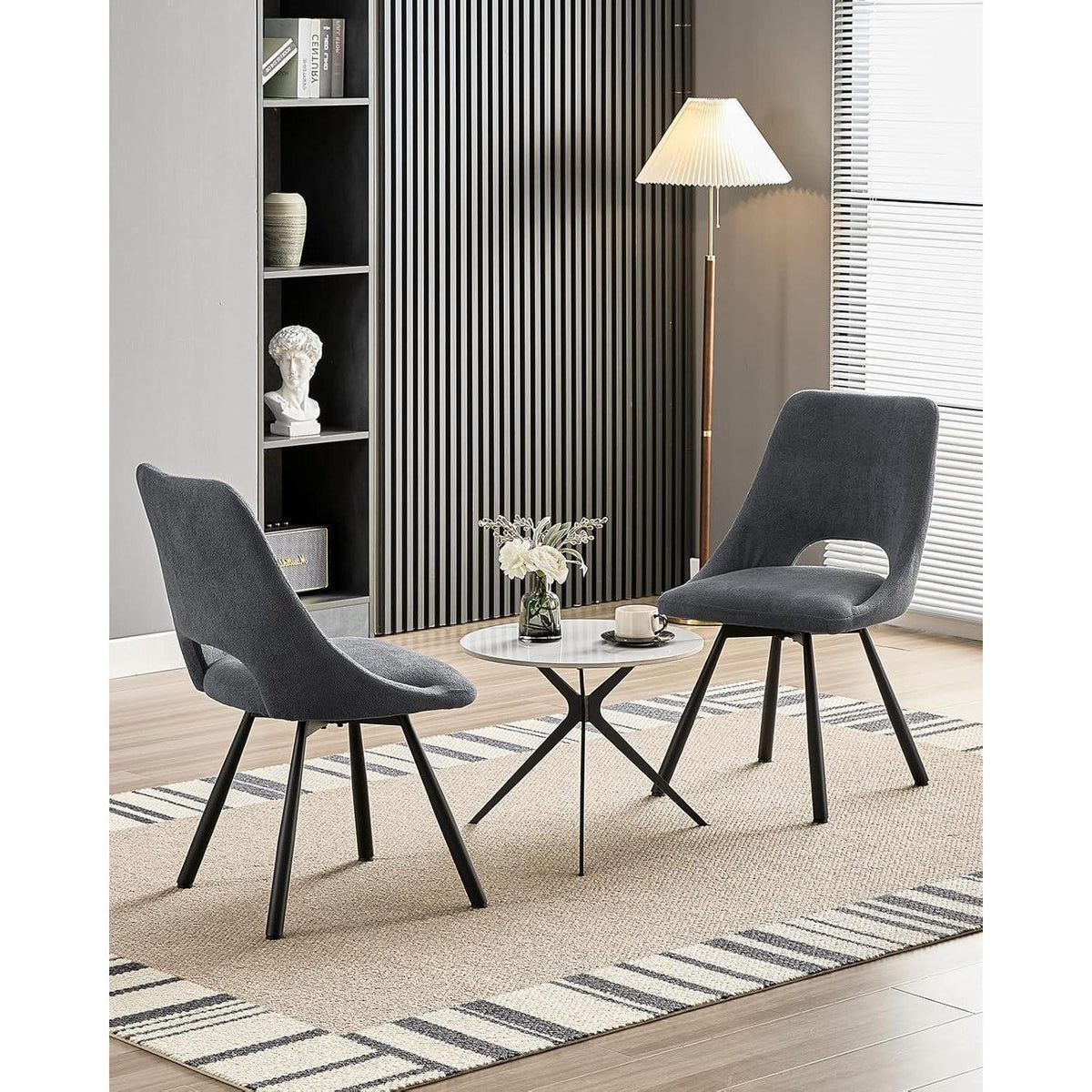 Drehbare Esszimmerstühle Set 6 – Dunkelgrau, Ergonomisch & Robust