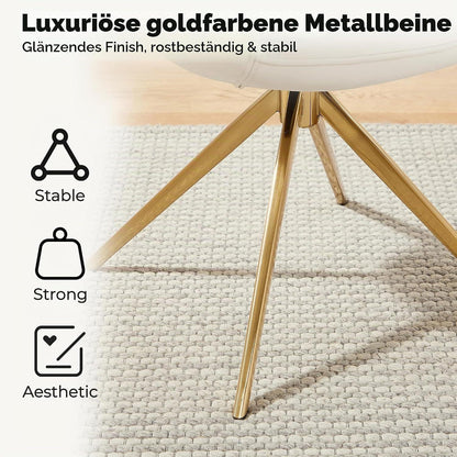 Drehstuhl Esszimmer Beige – Samt Sessel mit Armlehnen