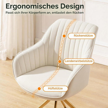Drehstuhl Esszimmer Beige – Samt Sessel mit Armlehnen
