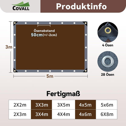 Schwere Abdeckplane 3x5m | 280g/m² | Reißfest & Wasserdicht