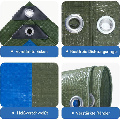Abdeckplane Blau 6x8m – Reißfest, UV-Schutz & Rostfreie Ösen