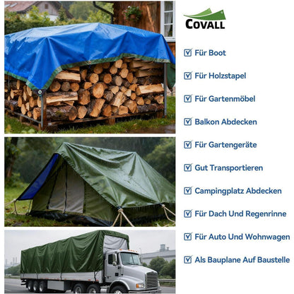 Abdeckplane Blau 8x10m – Reißfest, UV-Schutz & Rostfreie Ösen