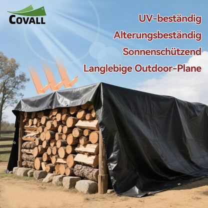 Abdeckplane 8x10m Schwarz | Wasserdicht, UV-Beständig & Reißfest