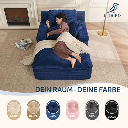 160cm Chaiselongue Sofa mit Schlafsofa Funktion – Navyblau