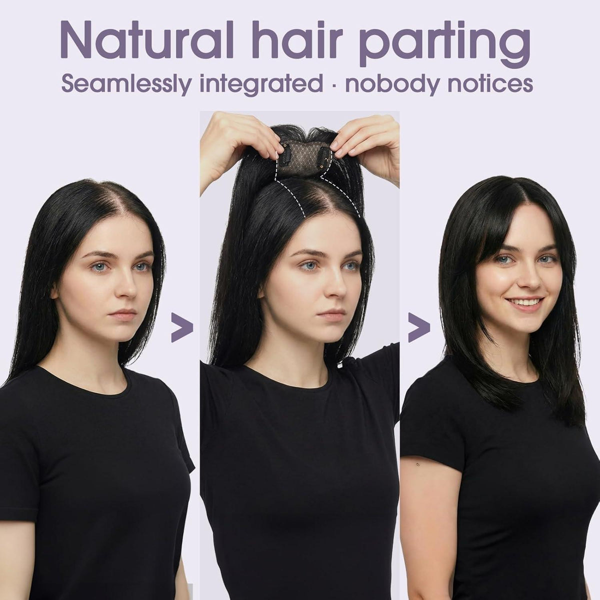 Echthaar Topper mit Pony – Volumen & natürliche Verdichtung