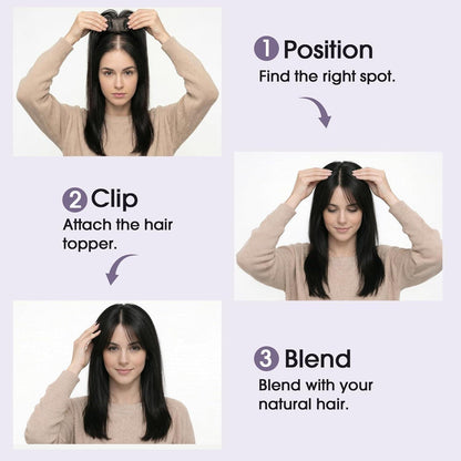 Echthaar Topper mit Pony – Volumen & natürliche Verdichtung