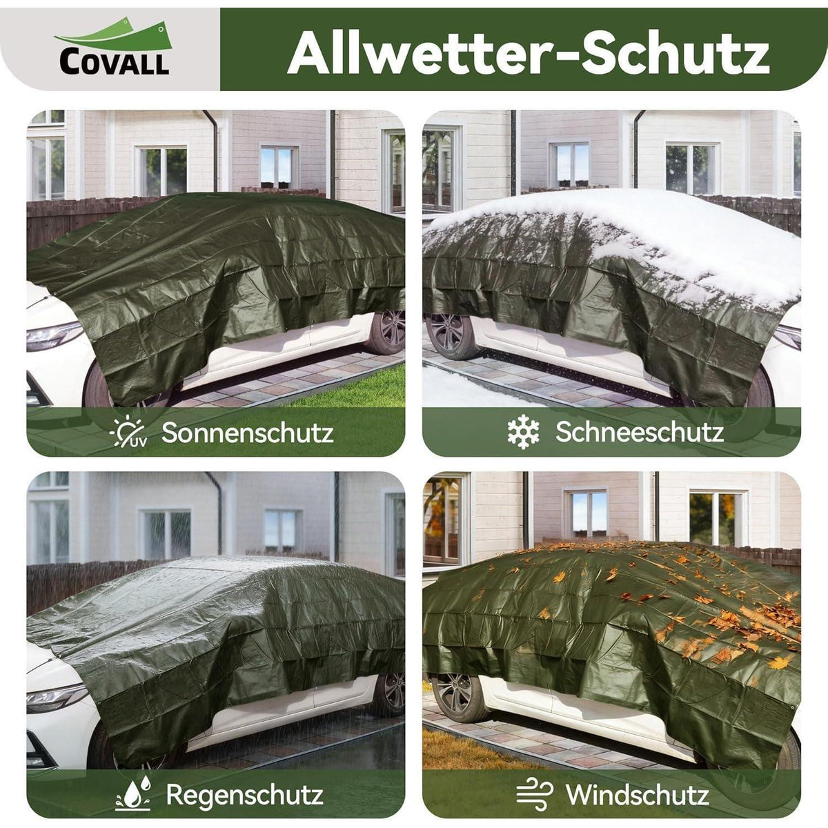 Grüne Abdeckplane 4x6m | Wasserdicht, UV-beständig & Reißfest