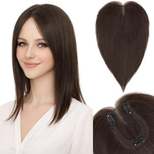 Echthaar Topper Dunkelbraun mit Seitenpony