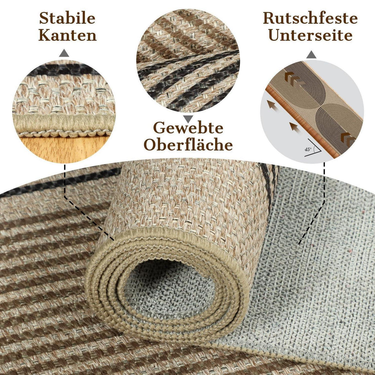 Webteppich Läufer 80x300cm – Rutschfest & Waschbar für Flur/Küche