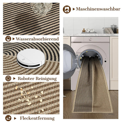 Webteppich Läufer 80x300cm – Rutschfest & Waschbar für Flur/Küche
