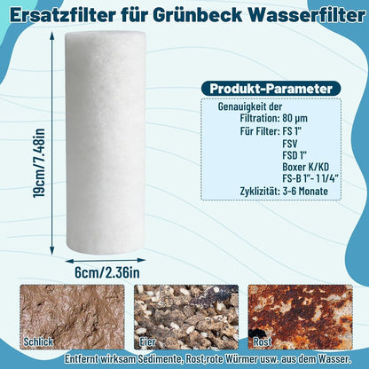 2x Ersatzfilter 80µm für Hauswasserfilter – Feinfilter Kerzen