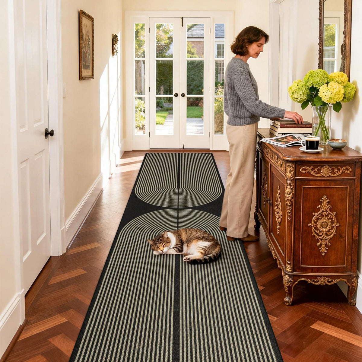 Webteppich Läufer 80x300cm Rutschfest & Waschbar – Modern für Flur & Küche